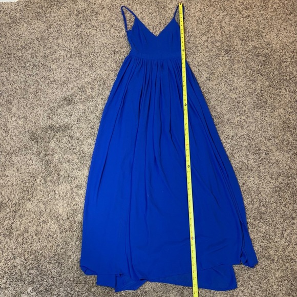 Miss Avenue Blue Maxi Dress Small Sleeveless V Neck Flowy Summer Cocktail - Picture 8 of 11